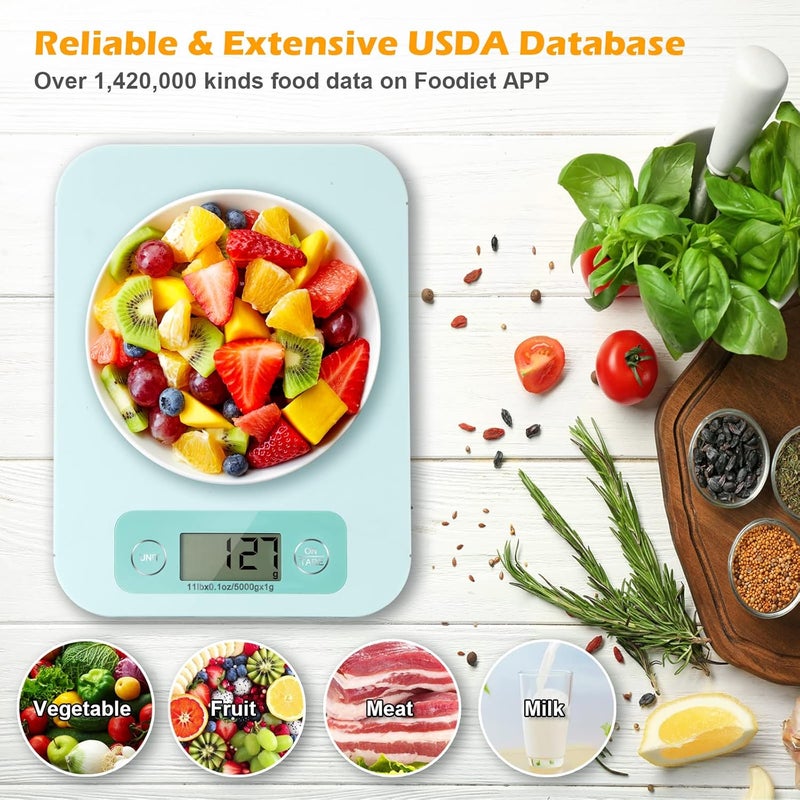URAMAZ Smart Food Scales for Kitchen - Digital Food Scale with Nutritional Calculator Analysis App, Food Weight Scale Grams and Ounces, Food Scale for Weight Loss, Calories Counting, Meal Prep 0.1oz - Image 3